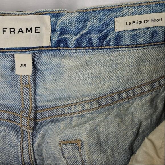 FRAME WOMEN’S LE BRIGETTE ACID WASH DENIM CUTOFF HEM SHORT SIZE 25 – 100% COTTON - Picture 5 of 9